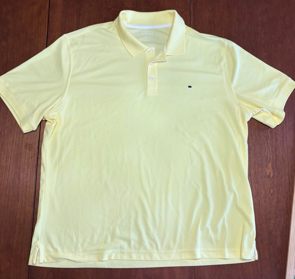 Crown & Ivy Men's XL Pale Yellow Short Sleeve Pique Polo Shirt Crown Logo